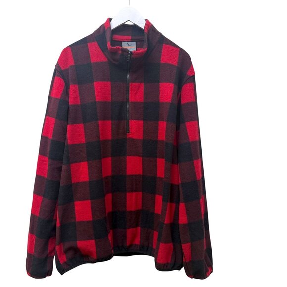 Hawke & Co Buffalo Check Fleece Jacket XL Zip Mock Neck Mens Pullover - Picture 2 of 8